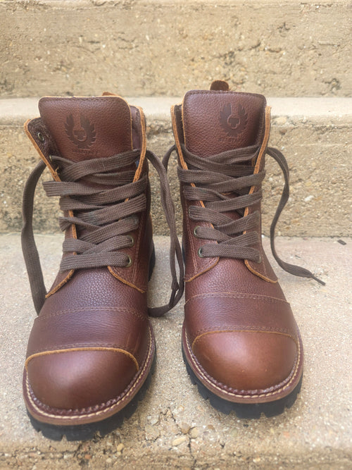 Belstaff Resolve Leather Motorcycle Boots – Brown – Men's US 7 / EU 39 Like NEW