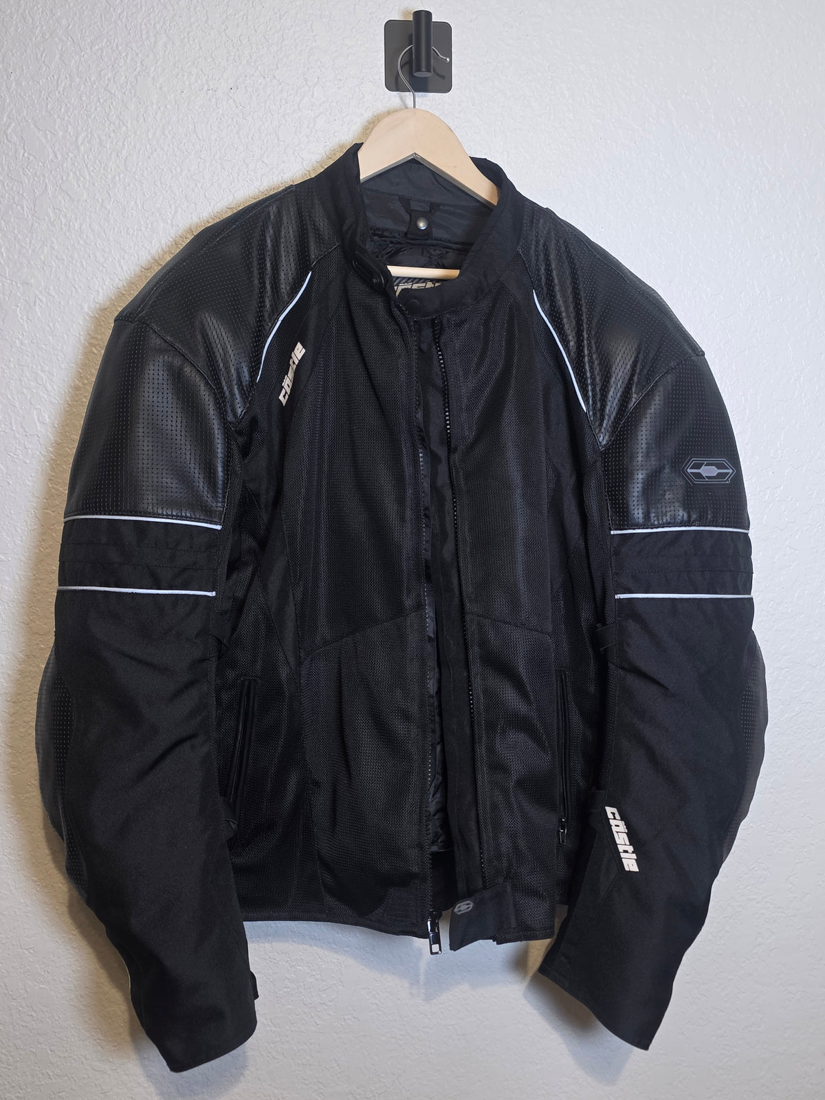 Castle Streetwear Men’s Mesh Motorcycle Jacket – Black – Size 2XL