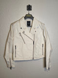 ATWYLD Women’s Cotton-Blend Moto Jacket – Ivory – XL