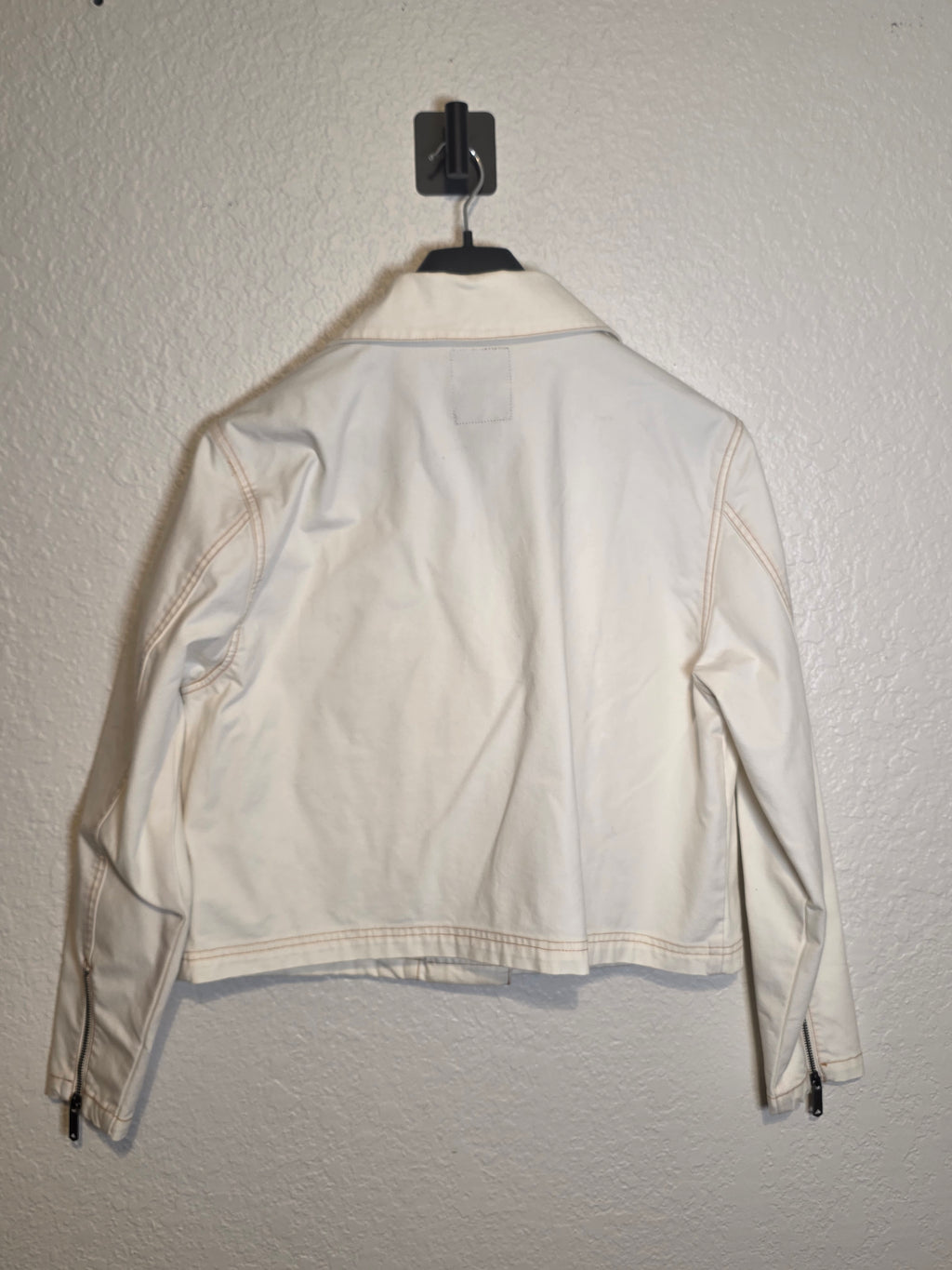 ATWYLD Women’s Cotton-Blend Moto Jacket – Ivory – XL
