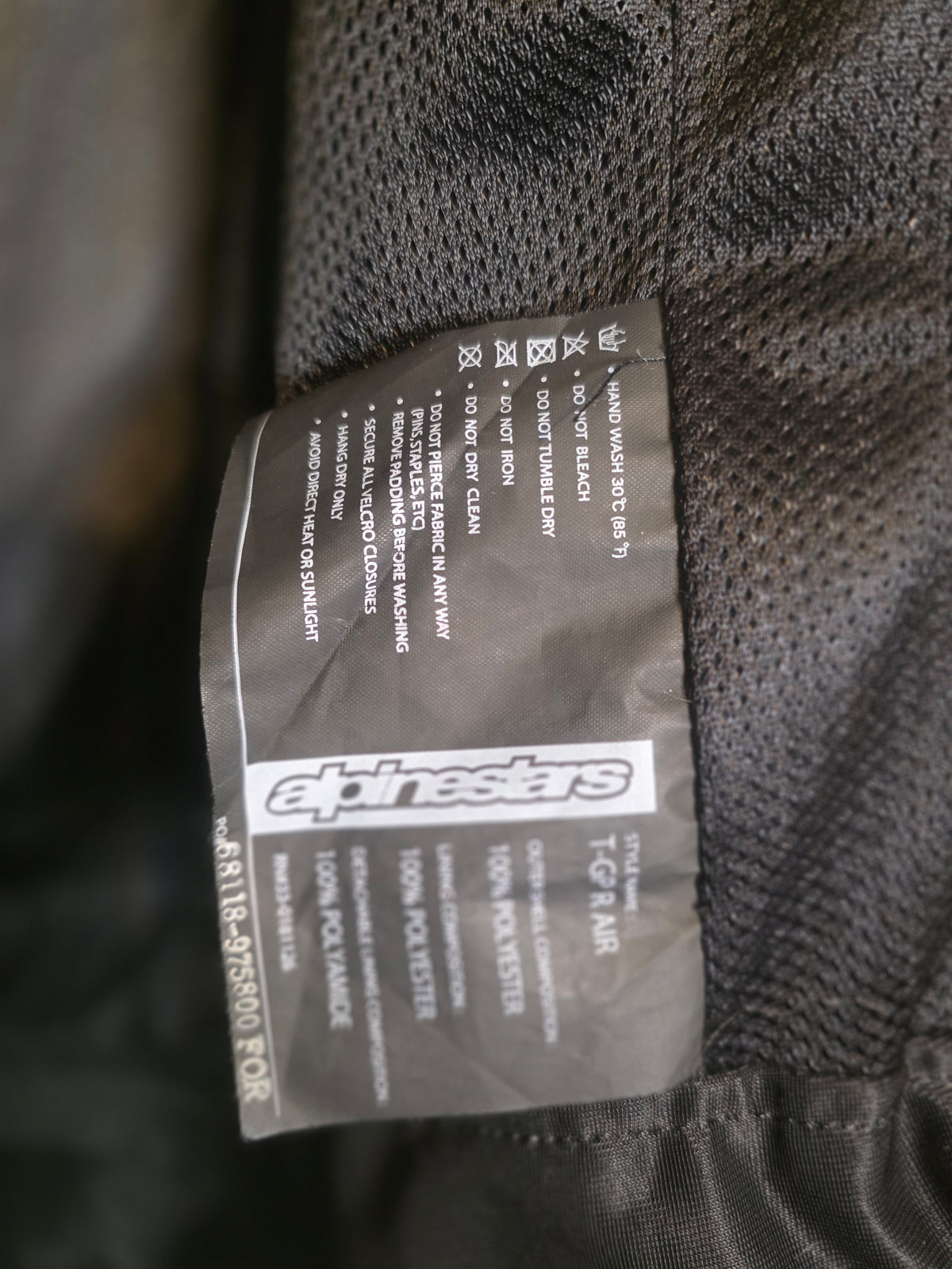 Alpinestars T-GP R Air Mesh Motorcycle Jacket – Size Tag Missing